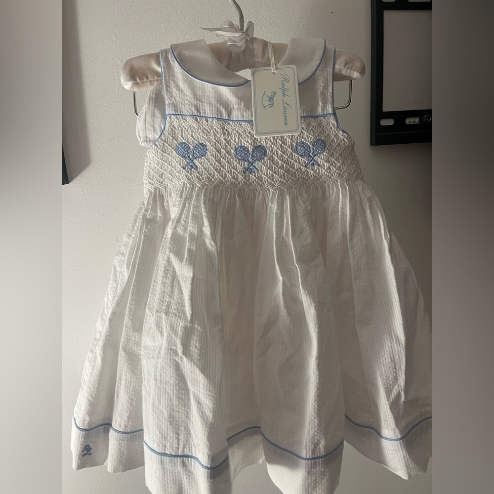 Polo by Ralph Lauren White Dress with Blue Hearts